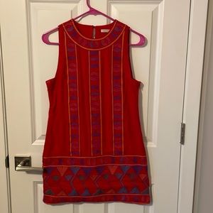 Red embroidered dress